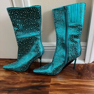 Jeffery Campbell Turquoise Embellished Boots